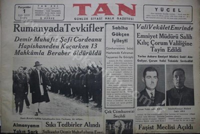 Tan 1 İlkkanun 1938 | Kitap Keyfim